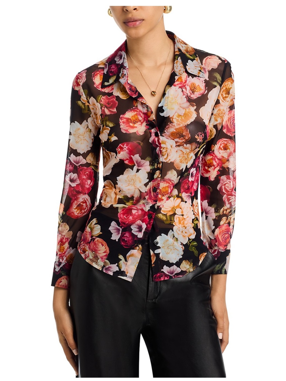 L'AGENCE Silk Floral Button-Front Blouse